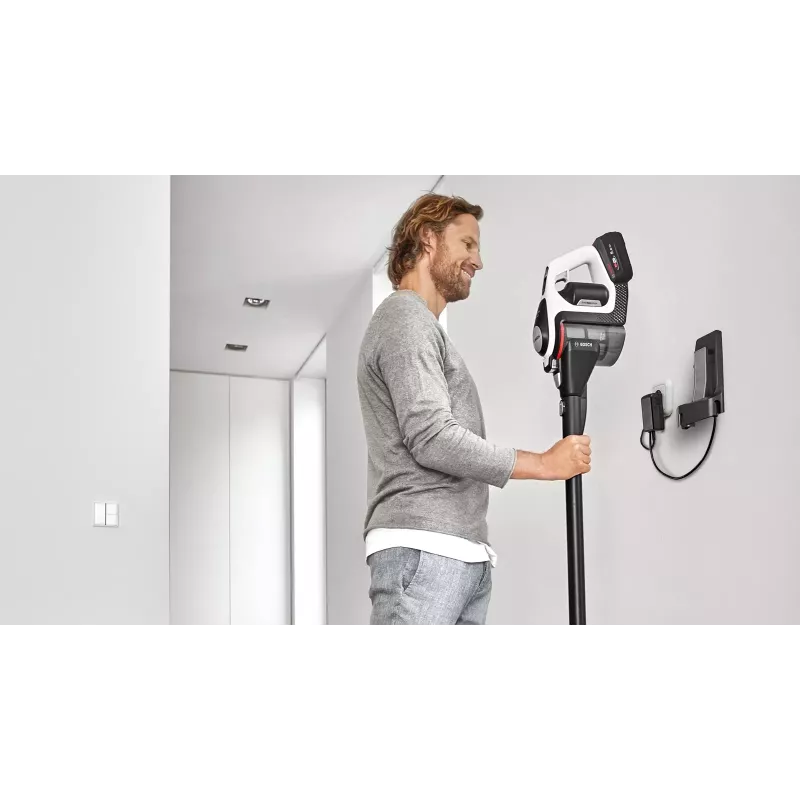 Bosch Serie 8 BSS825ALL belaidis dulkių siurblys / elektrinė šluota Baterija Sausas Be maišelio Juoda, Balta 5 Ah