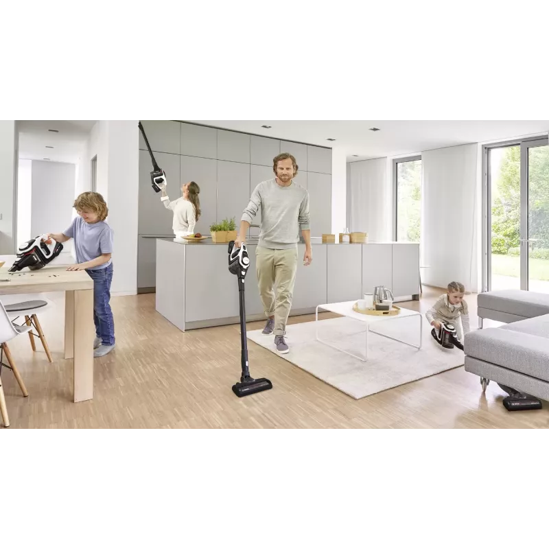 Bosch Serie 8 BSS825ALL belaidis dulkių siurblys / elektrinė šluota Baterija Sausas Be maišelio Juoda, Balta 5 Ah