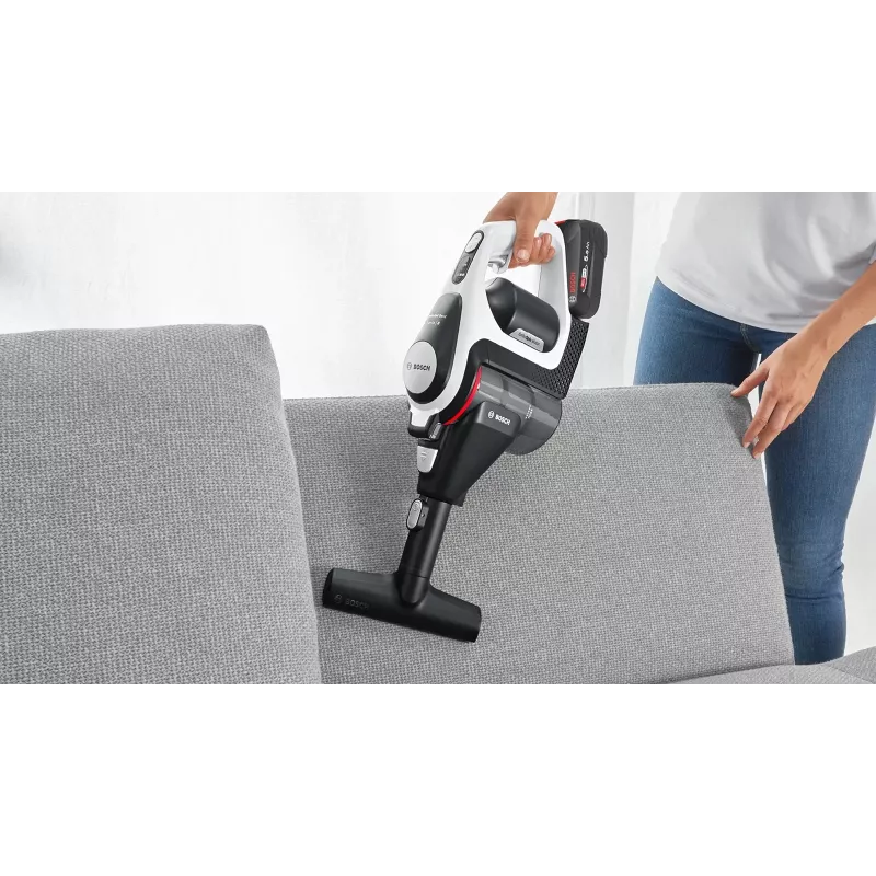 Bosch Serie 8 BSS825ALL belaidis dulkių siurblys / elektrinė šluota Baterija Sausas Be maišelio Juoda, Balta 5 Ah