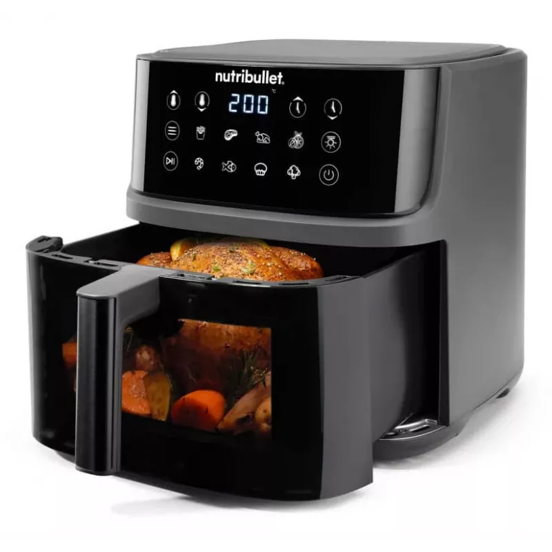 NutriBullet CrispLite Vision Vienas 8 L Atskira pastatoma 2000 W Karšto oro gruzdintuvė Juoda