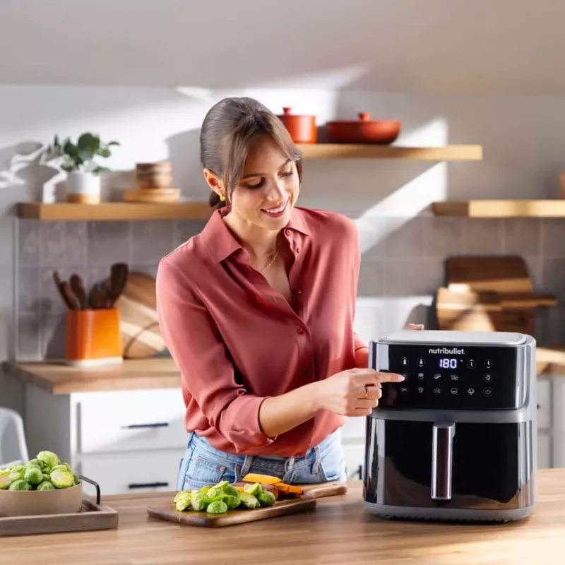 NutriBullet CrispLite Vision Vienas 8 L Atskira pastatoma 2000 W Karšto oro gruzdintuvė Juoda