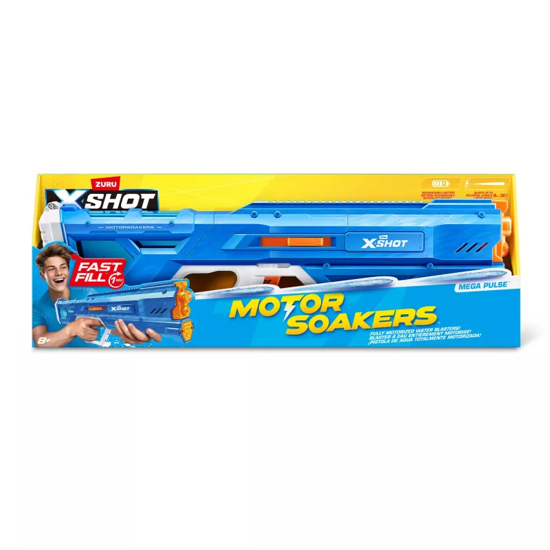 Zuru vandens šautuvas Mega Pulse Motor Soaker XSHOT — maitinamas baterijomis motorizuotas vandens šautuvas (modelis 118159)