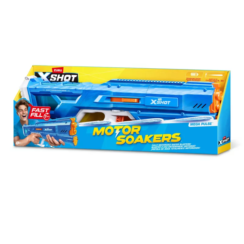 Zuru vandens šautuvas Mega Pulse Motor Soaker XSHOT — maitinamas baterijomis motorizuotas vandens šautuvas (modelis 118159)