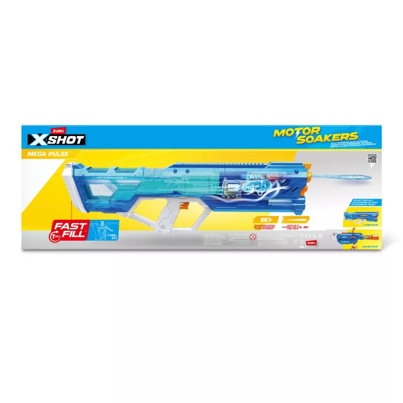 Zuru vandens šautuvas Mega Pulse Motor Soaker XSHOT — maitinamas baterijomis motorizuotas vandens šautuvas (modelis 118159)