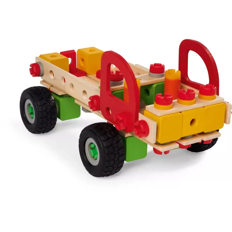 Konstrukcinis žaislų rinkinys Simba-Dickie Eichhorn Constructor Trucks — 135 dalys, transporto priemonių ir kaladėlių elementai statyboms