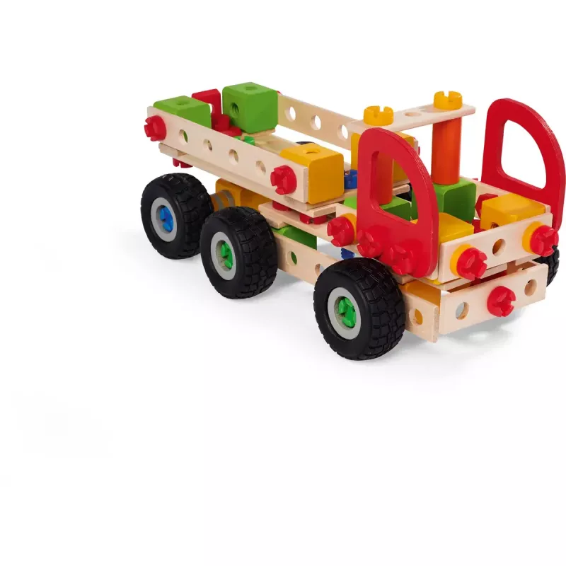 Konstrukcinis žaislų rinkinys Simba-Dickie Eichhorn Constructor Trucks — 135 dalys, transporto priemonių ir kaladėlių elementai statyboms
