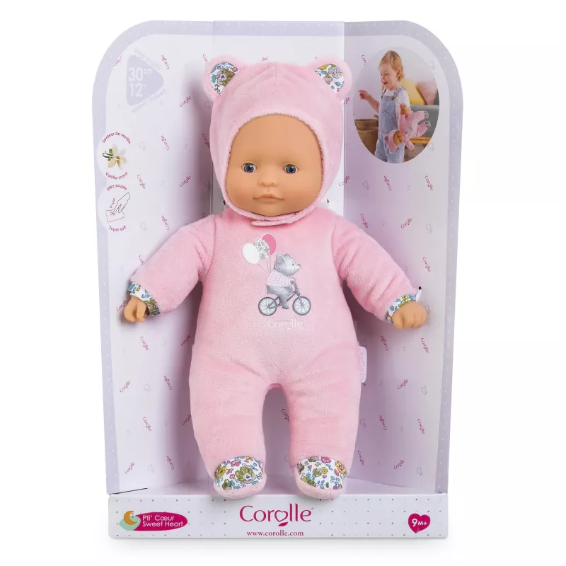 Minkštas žaislas meškiukas Simba‑Dickie Corolle Mon Doudou Corolle Sweetheart rožinis — paguodos pliušinė lėlė