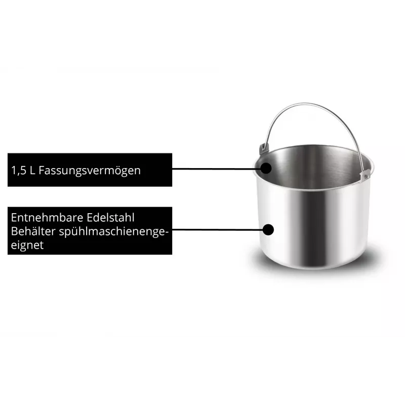 Unold 48826 Eismaschine & Joghurtbereiter EVA kompresorinis ledų aparatas 1,5 L 120 W juoda, nerūdijantis plienas