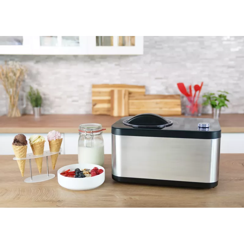 Unold 48826 Eismaschine & Joghurtbereiter EVA kompresorinis ledų aparatas 1,5 L 120 W juoda, nerūdijantis plienas