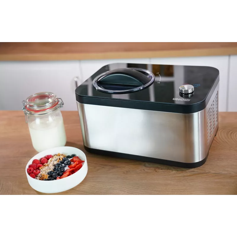 Unold 48826 Eismaschine & Joghurtbereiter EVA kompresorinis ledų aparatas 1,5 L 120 W juoda, nerūdijantis plienas