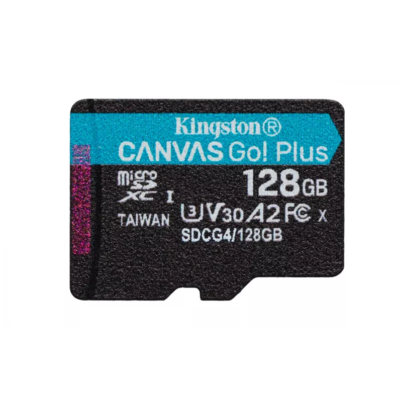 Kingston Technology 128 GB microSDXC Canvas Go Plus Gen4 200R A2 U3, vienetinis paketas be adapterio