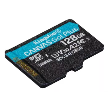 Kingston Technology 128 GB microSDXC Canvas Go Plus Gen4 200R A2 U3, vienetinis paketas be adapterio