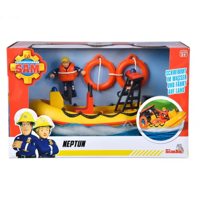 Žaislinė valtis Simba-Dickie Fireman Sam Neptune Boat su figūrėle — žaidimų transporto priemonė