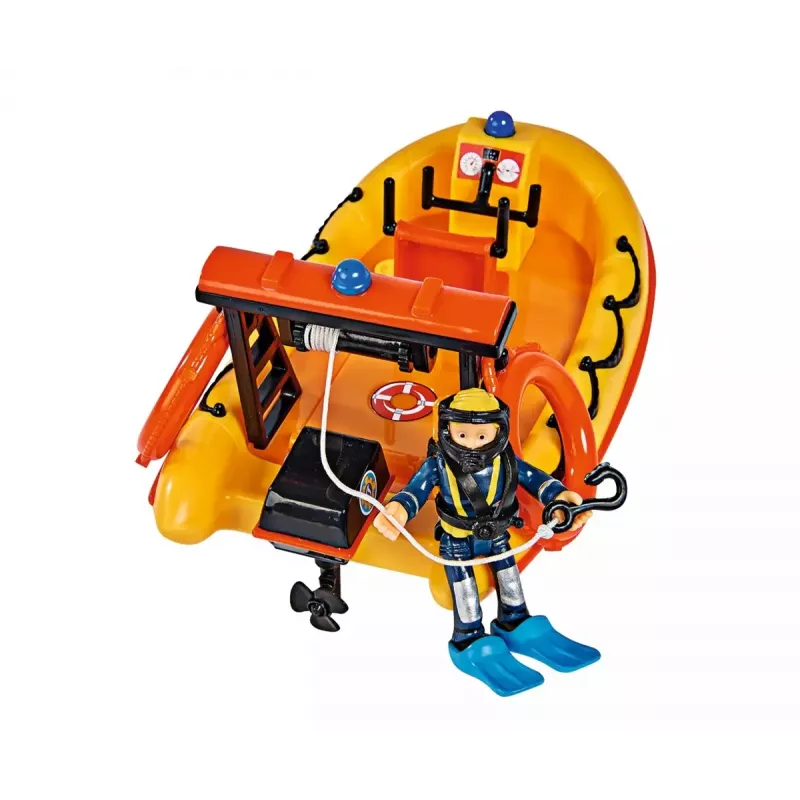 Žaislinė valtis Simba-Dickie Fireman Sam Neptune Boat su figūrėle — žaidimų transporto priemonė