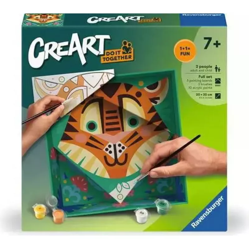 Tapybos rinkinys Ravensburger CreArt Do it together – Tigras (bendra tapybos veikla) 25863