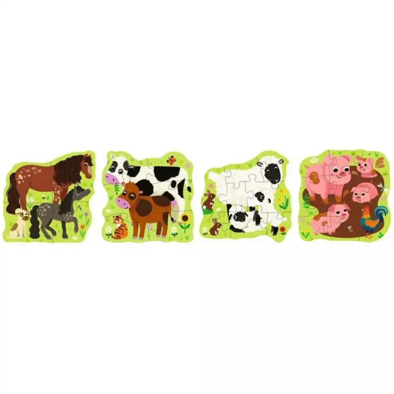 Dėlionė Ravensburger UP! Ūkio gyvūnai — progresyvus rinkinys 4, 6, 8, 10 dalių