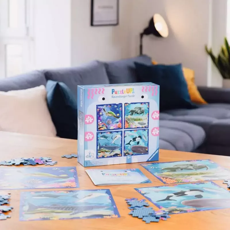 Dėlionė Ravensburger UP! Jūros gyvūnai — 64, 72, 81, 90 dalių rinkinys