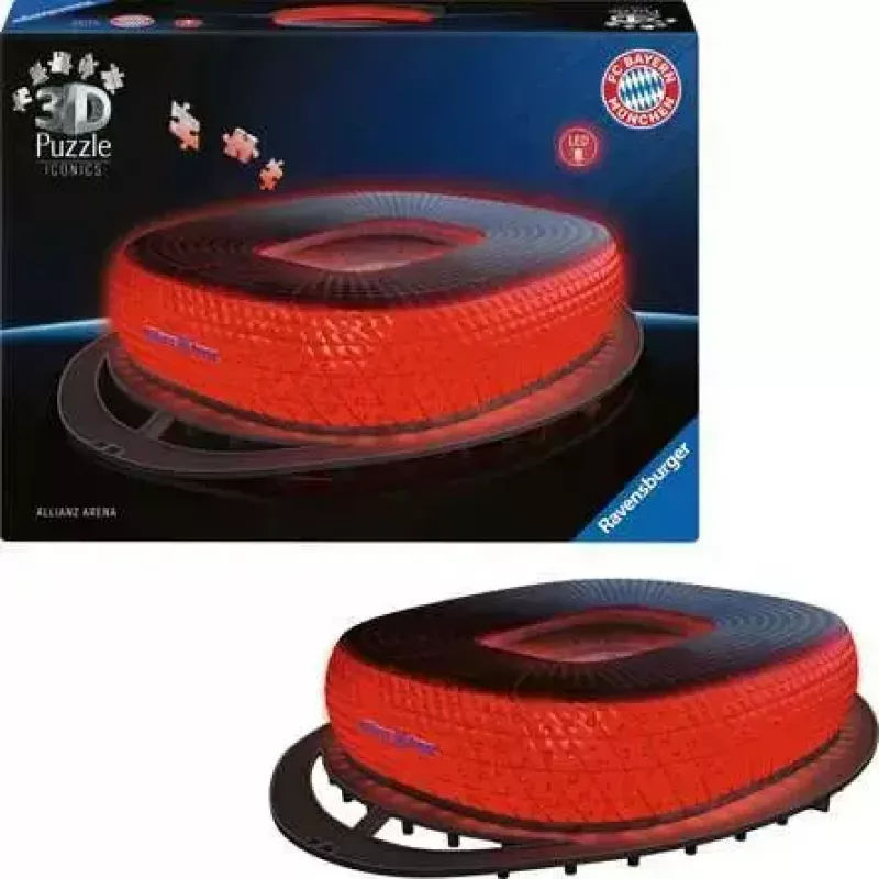 3D dėlionė Ravensburger Iconics Allianz Arena su šviesa, 216 dalių