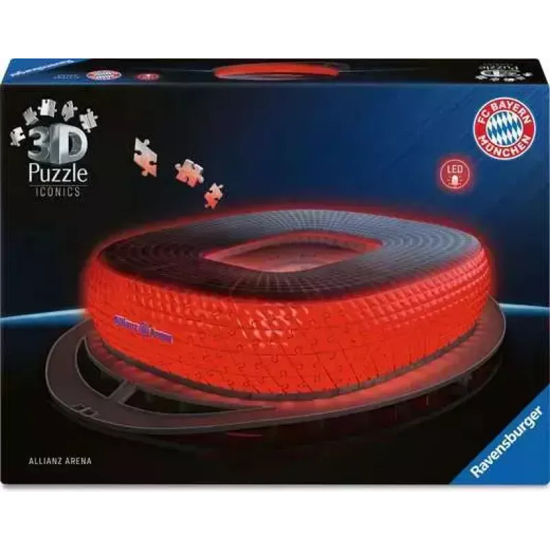 3D dėlionė Ravensburger Iconics Allianz Arena su šviesa, 216 dalių