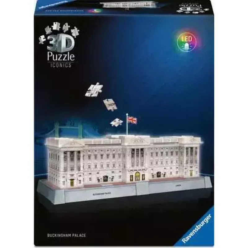 3D dėlionė Ravensburger Iconics Buckingham Palace su šviesa, 216 dalių
