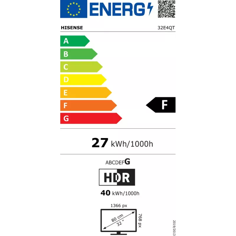 Hisense 32E4QT 81,3 cm (32 colių) HD išmanusis televizorius Wi-Fi juodas