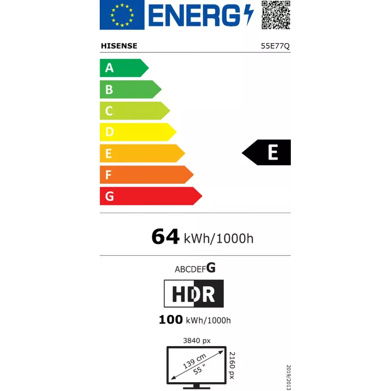 Hisense 55E77Q 139,7 cm (55 colių) 4K Ultra HD išmanusis televizorius Wi-Fi juodas