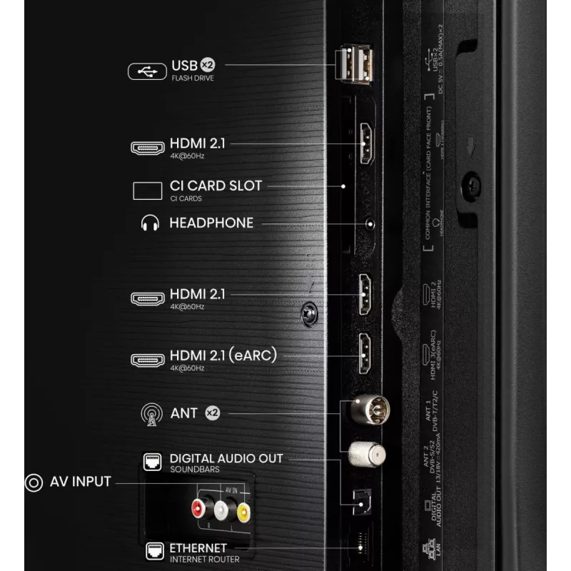 Hisense 58E77Q 147,3 cm (58 colių) 4K Ultra HD išmanusis televizorius Wi-Fi juodas