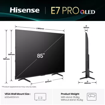 Hisense 85E77Q PRO 2.16 m (85 coliai) 4K Ultra HD išmanusis televizorius Wi-Fi juodas