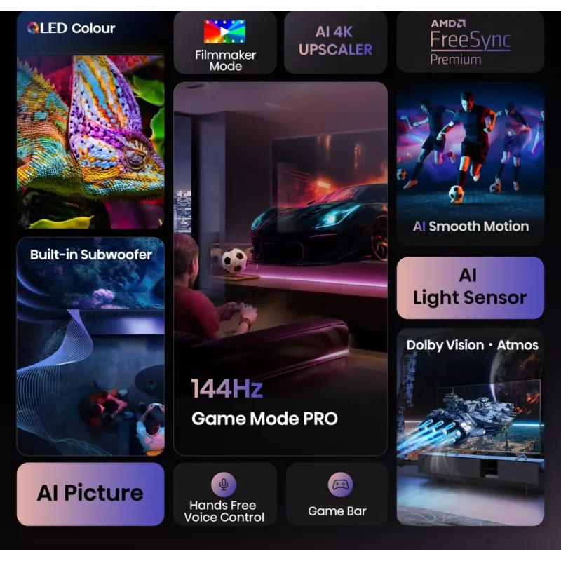 Hisense 100E7Q PRO 2,54 m (100 colių) 4K Ultra HD išmanusis televizorius Wi-Fi juodas