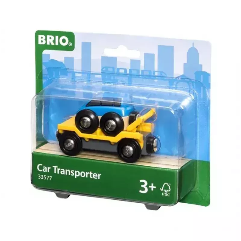 Ravensburger BRIO modelinis geležinkelio automobilių transporteris — 2 dalių, juoda/mėlyna/geltona