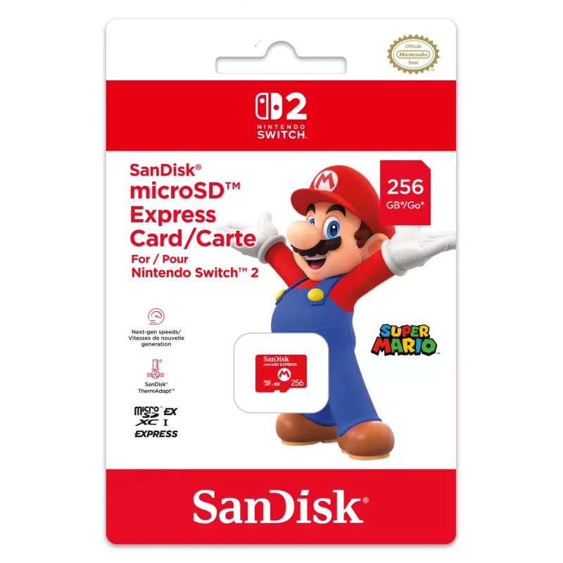 „microSD Express“ kortelė NINTENDO 256 GB, skirta „Nintendo Switch 2“, Mario dizainas