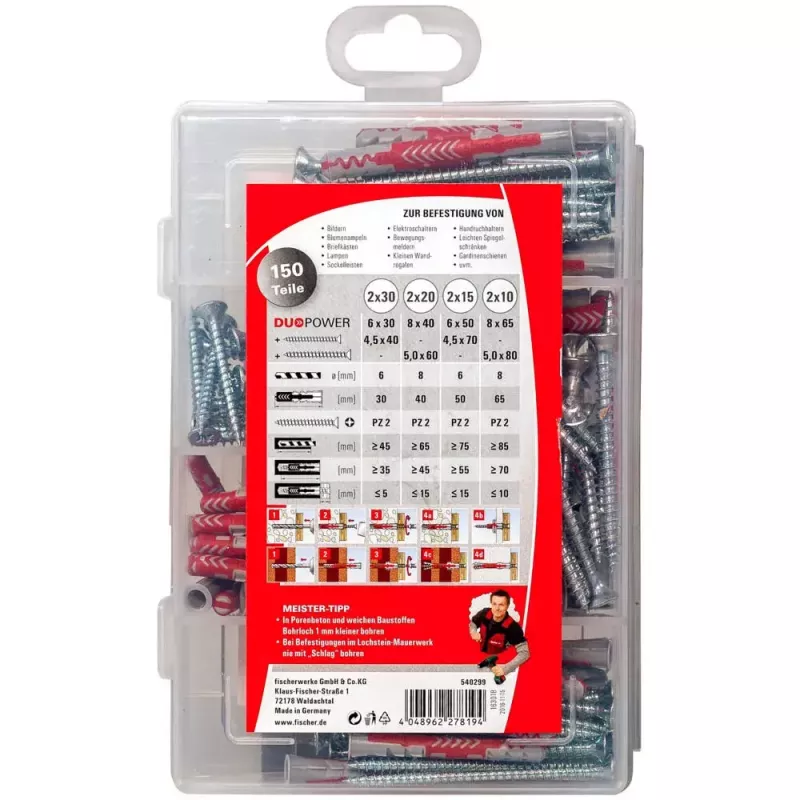 Varžtų ir sieninių kaiščių rinkinys Fischer 540299