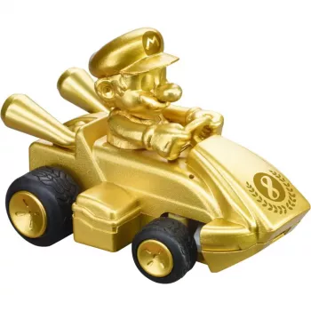 Radijo bangomis valdomas CARRERA Mario Kart Mini RC — Mario Gold auksinis, 2,4 GHz, popierinė dėžutė