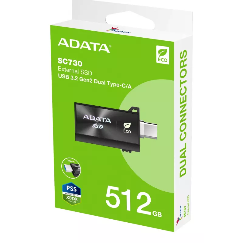 ADATA SC730 512 GB USB Type-C 3.2 Gen 2 (3.1 Gen 2) Juoda