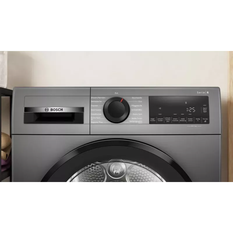 Bosch Serie 6 WQG243DR10 skalbinių džiovyklė Laisvai pastatoma Įkraunama iš priekio 9 kg Pilka