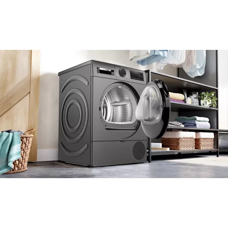 Bosch Serie 6 WQG243DR10 skalbinių džiovyklė Laisvai pastatoma Įkraunama iš priekio 9 kg Pilka