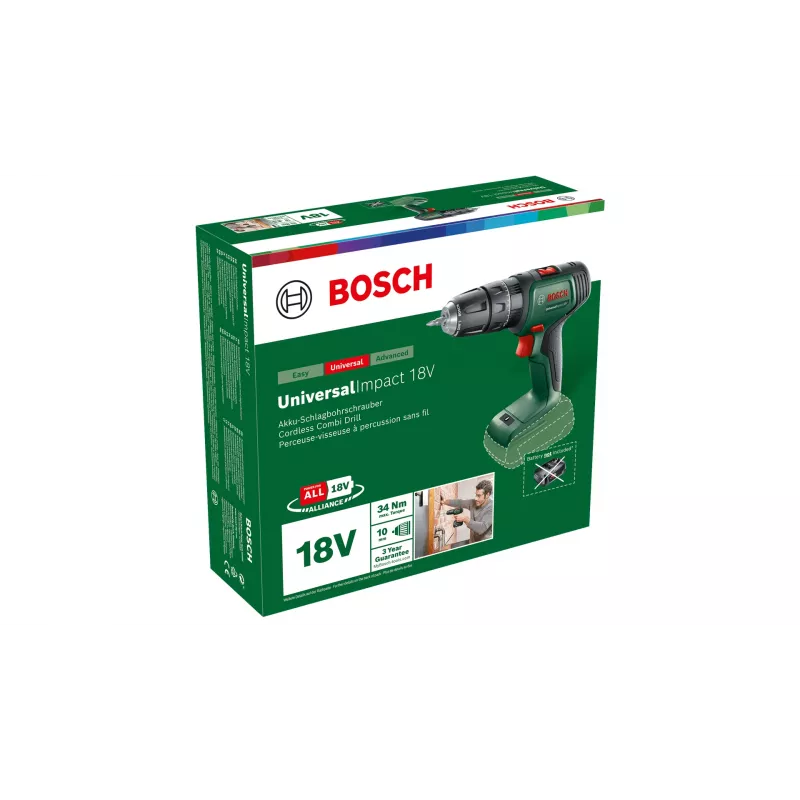 Bosch Universal Impact 18V 1450 RPM Keyless 1,3 kg Juoda, Žalia, Raudona