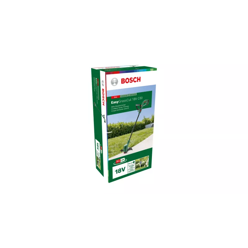 Žoliapjovė Bosch EasyGrassCut 18V-230, 18 V baterija, 2 Ah, 23 cm pjovimo skersmuo, 2,2 kg