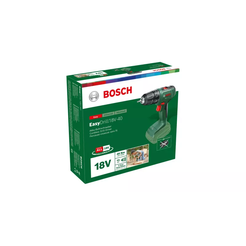 Bosch EasyDrill 18V-40 1630 RPM Keyless 1.3 kg Juoda, Green
