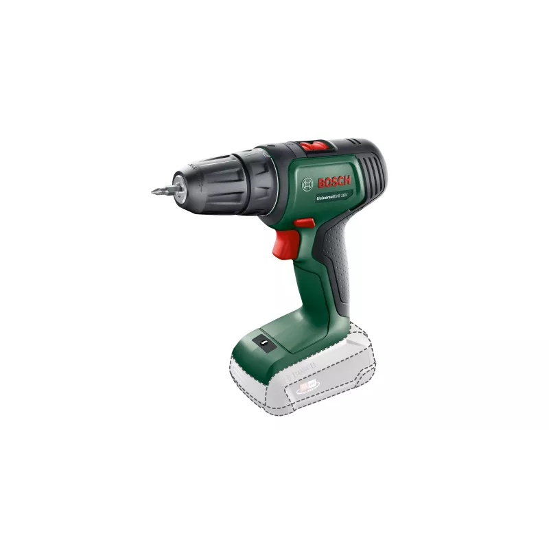Bosch Universal Drill 18V, beraktis, 1450 aps./min., 1,2 kg, juoda, žalia