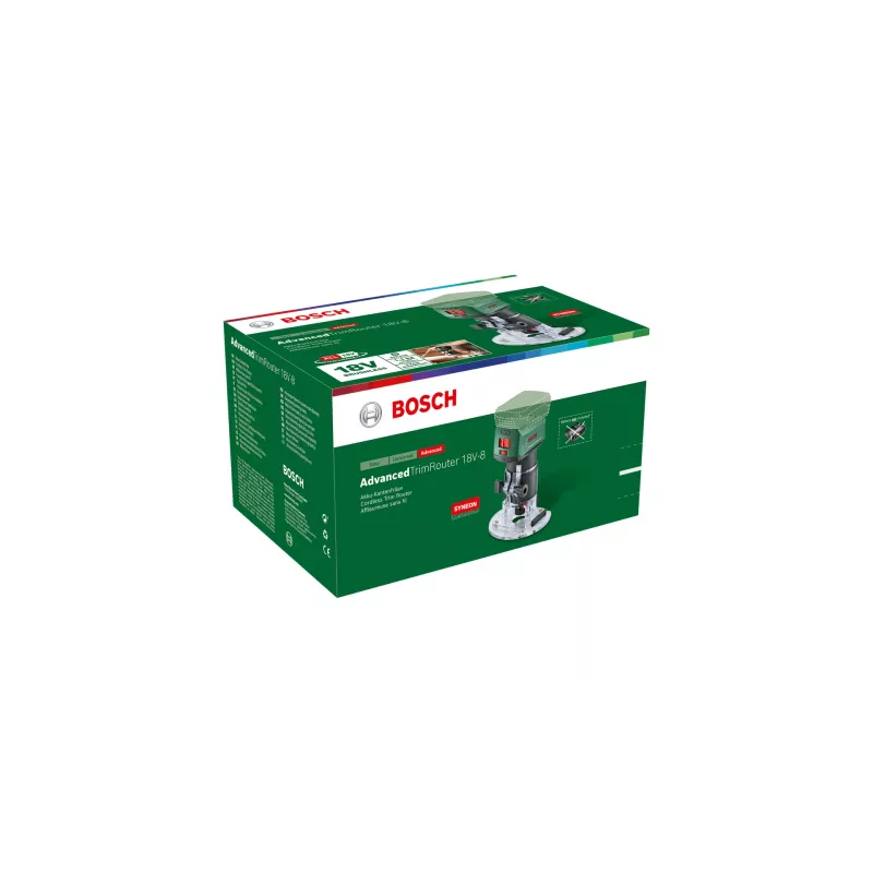 Bosch AdvancedTrimRouter 18V-8, 8 mm, 30000 aps./min., žalias, baterija, 1,1 kg, 160 mm