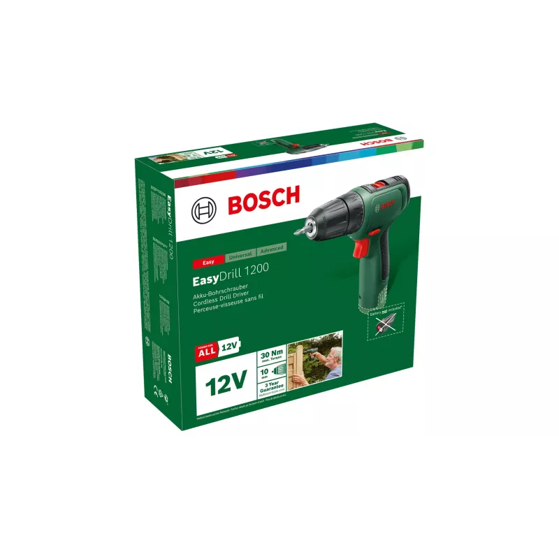 Bosch EasyDrill 1200 1500 RPM Keyless 940 g Juoda, Green
