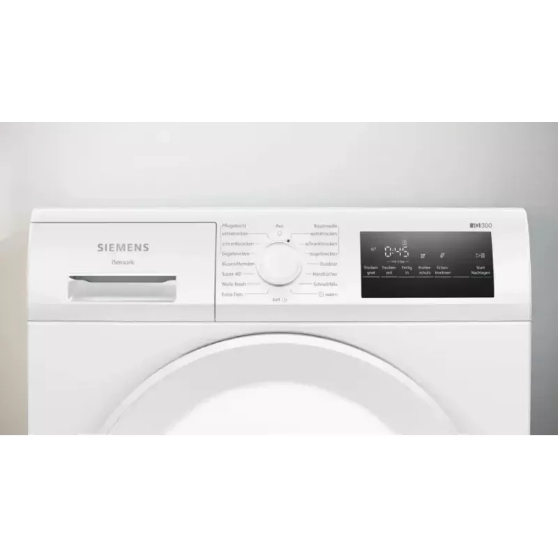 Siemens iQ300 WT43H004 skalbinių džiovyklė atskirai stovinti priekinio pakrovimo 8 kg balta