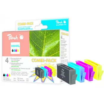 Peach PI300-370 rašalo kasetė 4 vnt. Didelio (XL) našumo juoda, žalsvai mėlyna, purpurinė, geltona