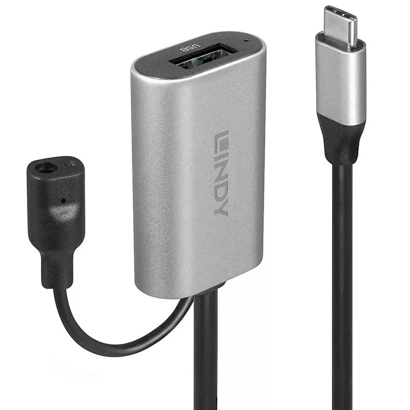 Lindy 5m USB 3.2 Gen 1 C/A aktyvusis ilginimo laidas, 5 m, USB C, USB A, USB 3.2 Gen 1 (3.1 Gen 1), sidabrinis