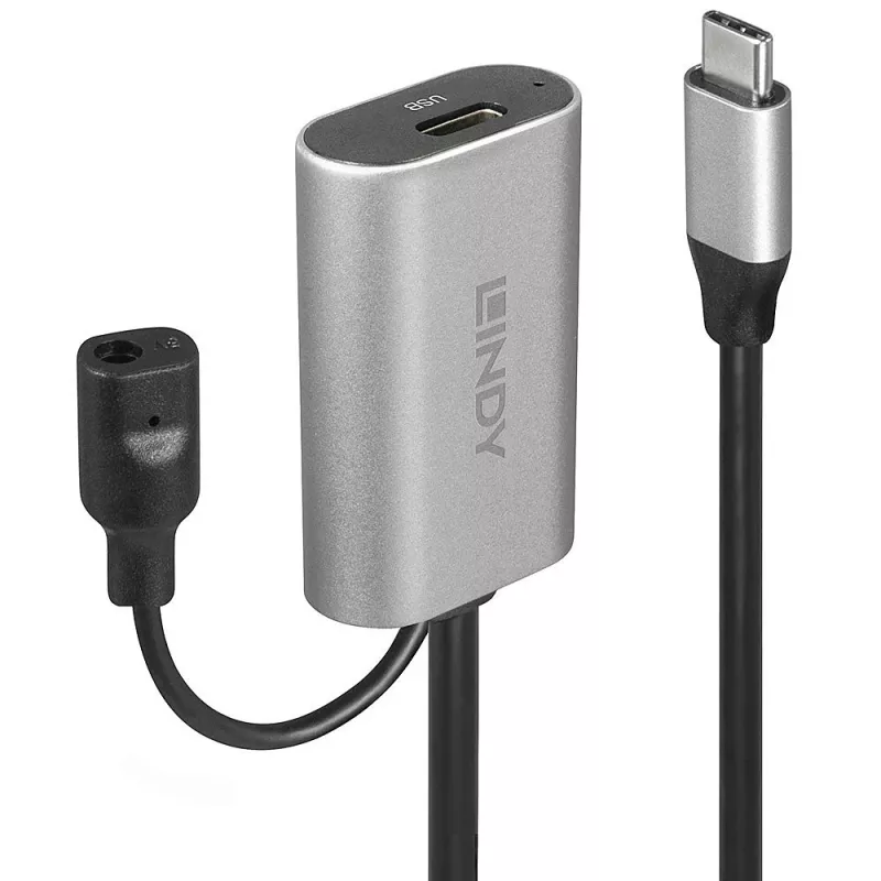 Lindy 5m USB 3.2 Gen 1 C/C aktyvus plėtinys, 5 m, USB C, USB C, USB 3.2 Gen 1 (3.1 Gen 1), 5 Gbit/s, juoda