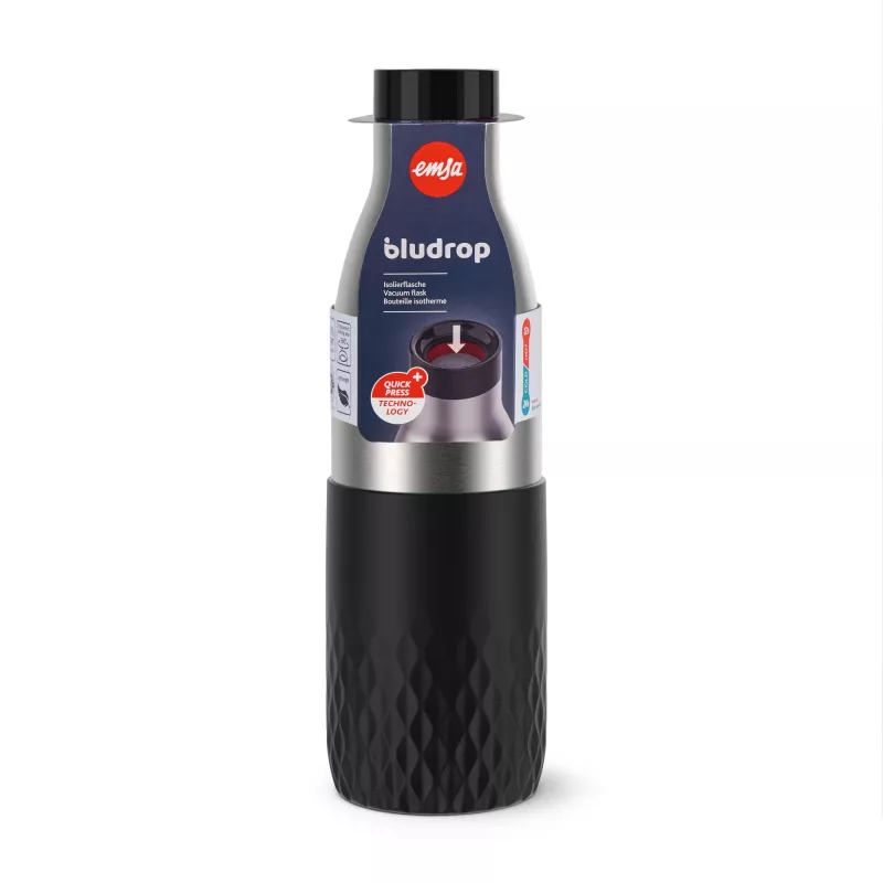 EMSA Bludrop Sleeve N3111100 geriamasis butelis Kasdieniam naudojimui 700 ml Nerūdijantis plienas Juoda, Nerūdijantis plienas