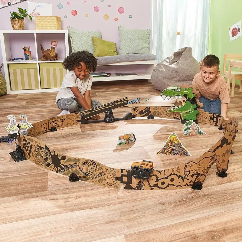 Žaislinio lenktynių trasos rinkinys VTech Car-Board Racers Dino Adventure Set, trasa