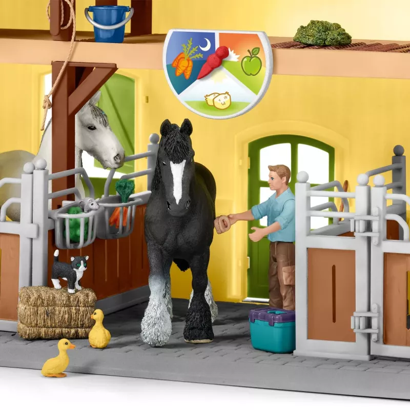 schleich FARM WORLD arklidės, Ūkis, Ūkio gyvūnai / ūkio žaislai, 3 m., Įvairiaspalvė, Plastikas