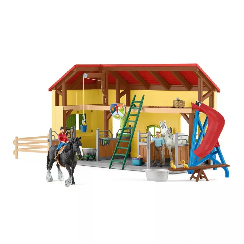 schleich FARM WORLD arklidės, Ūkis, Ūkio gyvūnai / ūkio žaislai, 3 m., Įvairiaspalvė, Plastikas